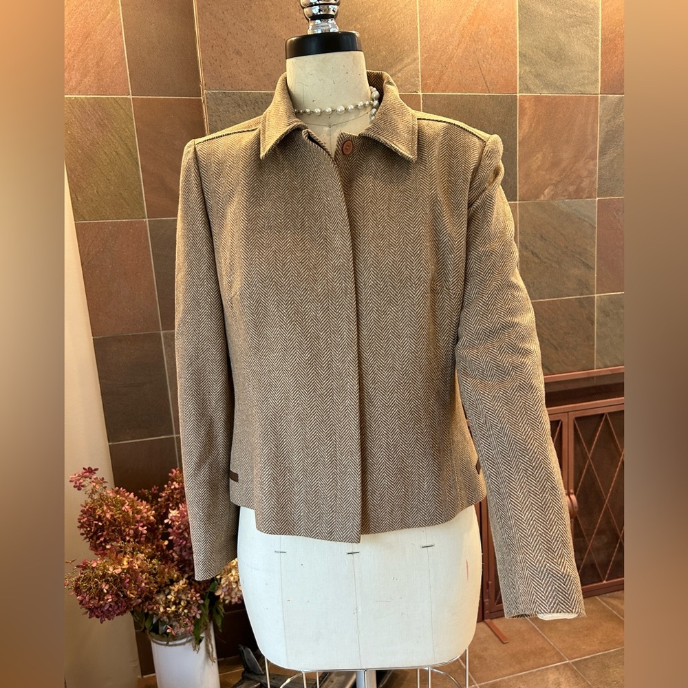 Ann Taylor Leather Tweed Jacket 8